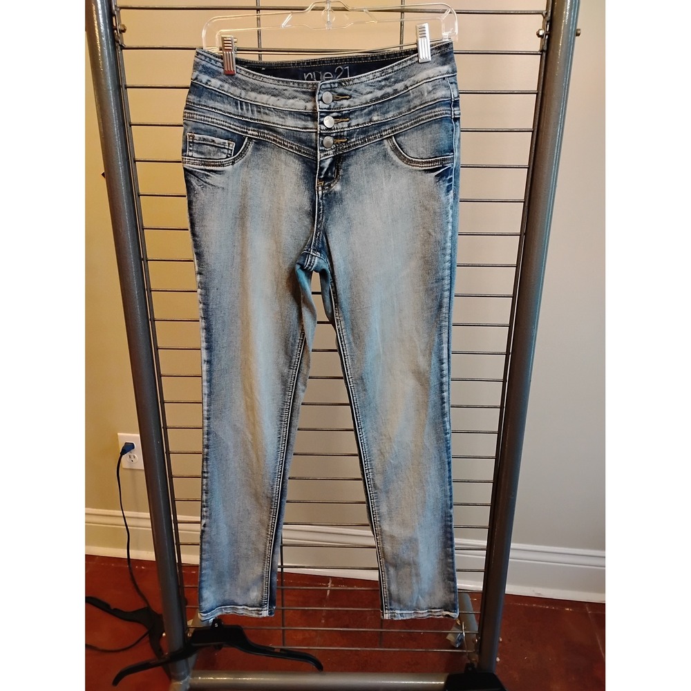 Rue21 Freedom Flex High Waist Skinny Jeans Light Acid Wash Triple Button 5/6R